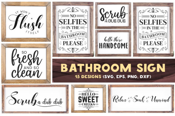 Bathroom Sign Bundle for Crafts and Graphics