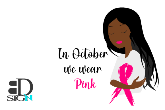Black Beauty with a Pink Ribbon Graphics for Crafts