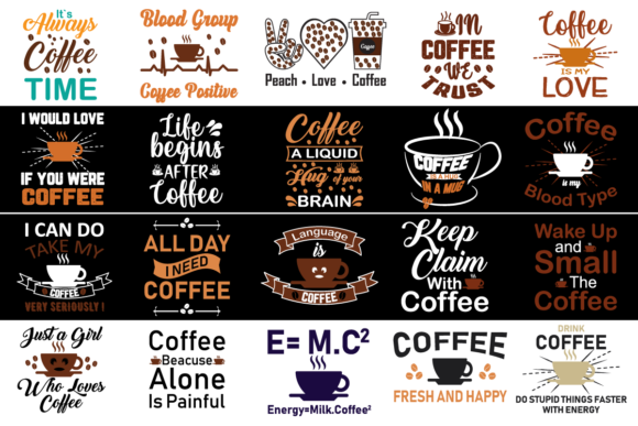 Coffee Sublimation Bundle 20 Designs for Crafts and Graphics