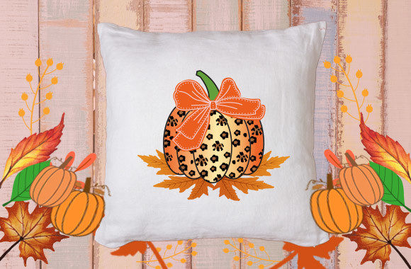 Cute Pumpkin with Bow 9 for Crafts and Graphics