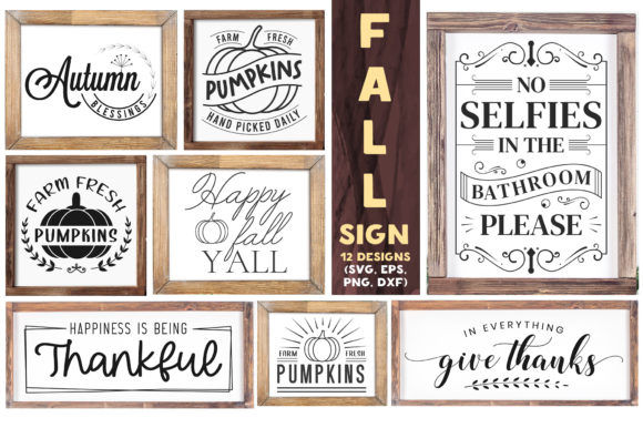 Fall Sign Graphic Design Asset for Crafts and Seasonal Projects