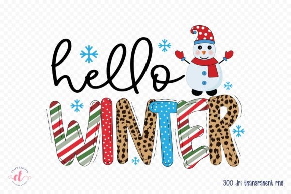 Hello Winter - Snowman Sublimation PNG for Crafts and Graphics