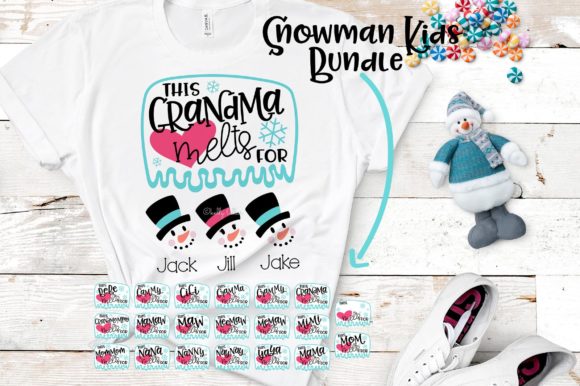 Snowman Grandkids and Kids Bundle - A Festive Graphic Design Asset for Crafts