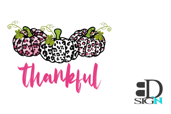 Thankful Happy Pink Pumpkin Graphics for Crafts and Fall Campaigns