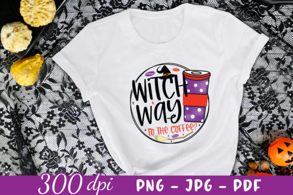 Witch Way to the Coffee Graphic for Crafts and Web Design